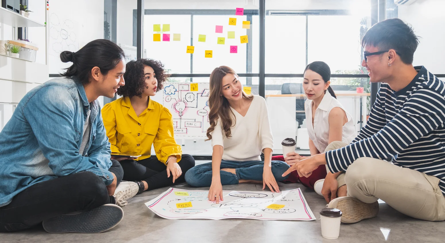 people meeting conference and brainstorming in modern office, casual and hipster clothing